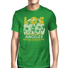 Los Angeles Beaches Summertime Mens Green Shirt