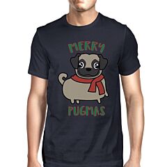 Merry Pugmas Pug Mens Navy Shirt