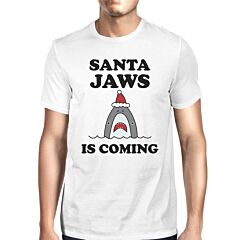 Santa Jaws Is Coming Mens White Shirt