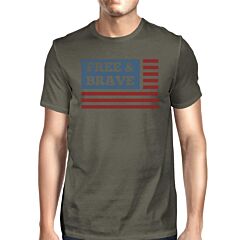 Free &amp; Brave US American Flag Shirt Mens Dark Grey Cotton Tshirt