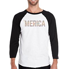 'Merica Mens Baseball Jersey For Independence Day Tribal Pattern