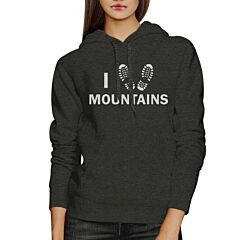 I Heart Mountains Dark Gray Hoodie Unique Graphic Trendy Design