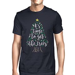 It's Time To Get The Trees Lit Mens Navy Shirt