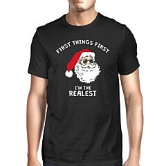 Realistic Santa Black Men's T-shirt Christmas Gift Funny Shirt
