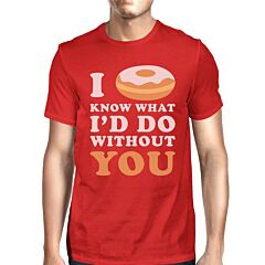 I Doughnut Know Mens Red T-Shirt Funny Design Comfortable Men's Top
