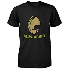 Mustachio Funny Black Men's T-shirt Round Neck Short Sleeve Graphic Tee