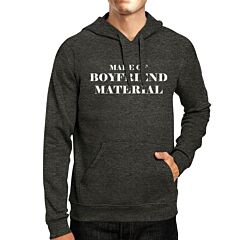 Boyfriend Material Unisex Dark Grey Graphic Hoodie Cute Design