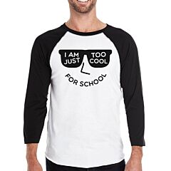 Too Cool For School Mens Black And White Baseball Shirt