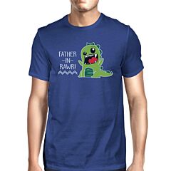 Father-In-Rawr Men's Blue Round Neck T-Shirt Funny Father Day Gifts