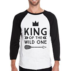 Wild One Feather Mens Black And White BaseBall Shirt