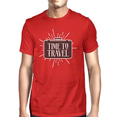 Time To Travel Mens Red Shirt