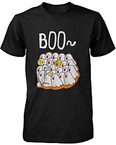 Boo Egg Haunt Halloween Men's T-shirt Funny Graphic Black Shirt for Horror Night