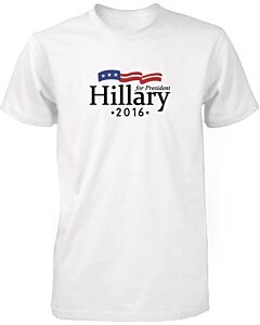 Hillary Clinton for President 2016 Campaign Men's Tshirts White Crewneck Tees