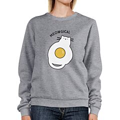 Meowgical Cat And Fried Egg Grey Sweatshirt