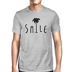 Smile Palm Tree Mens Grey Short Sleeve Tee Funny Saying T-Shirt