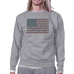 50 States Us Flag Unisex Grey Sweatshirt Crewneck Pullover Fleece