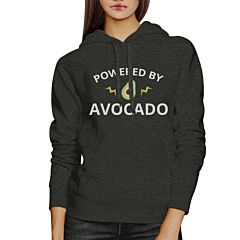 Powered By Avocado Dark Grey Cute Graphic Hoodie With Front Pocket