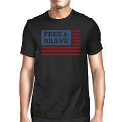 Free &amp; Brave US Flag American Flag Shirt Mens Black Cotton Tshirt