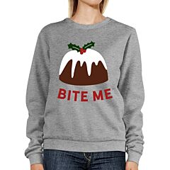 Bite Me Sweatshirt Funny Holiday Gifts Pullover Fleece Sweater