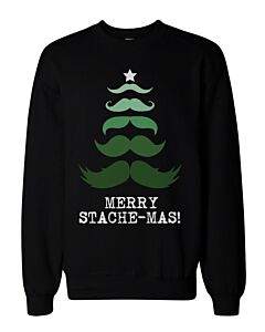 Funny Christmas Graphic Sweatshirts - Merry Stache-mas Black Sweatshirt