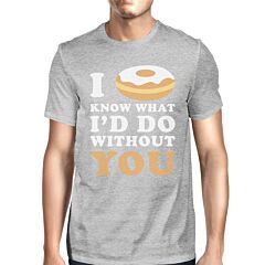 I Doughnut Know Men's Grey Unique Design Graphic T Shirt Crewneck