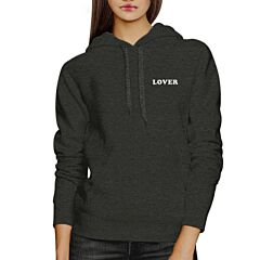 Lover Unisex Gray Trendy Graphic Hoodie Simple Typography Gift