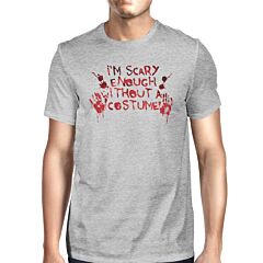 Scary Without A Costume Bloody Hands Mens Grey Shirt