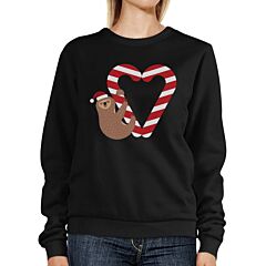 Candy Cane And Sloth Sweatshirt Winter Pullover Fleece Sweater