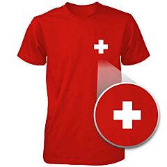 Switzerland Flag Pocket Printed Red Tee Men's Short Sleeve T-shirt