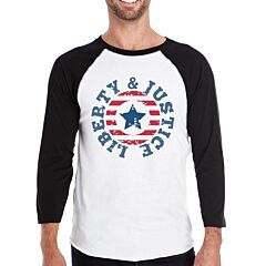 Liberty &amp; Justice Mens Black 3/4 Sleeve Baseball Shirt 3/4 Sleeve