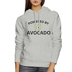 Powered By Avocado Unisex Gray Hoodie Crewneck Trendy Design Fleece