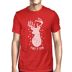 Make It Rein Vintage Reindeer Mens Red Shirt