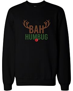Bah Humbug Rudolph Christmas Sweat Shirts X-mas Pullover Fleece Crewneck Sweaters