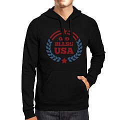 God Bless USA Unisex Graphic Hoodie Black Round Neck Pullover Top