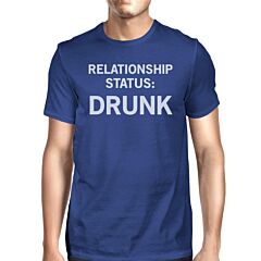 Relationship Status Mens Blue Round Neck T-Shirt Trendy Graphic Top