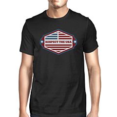 Respect The USA American Flag Shirt Mens Black Short Sleeve Tshirt