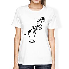 Hand Holding Flower White Womens Graphic Tee Cute Gift Idea For Her