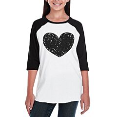 Love Heart Family-Baby Kids Black And White Baseball Shirt