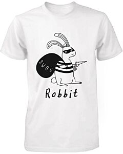 Funny Graphic Tees - Robbit with Swag Bag Women's White Cotton T-shirt