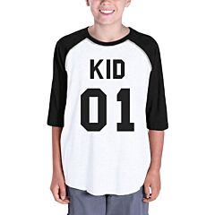 Daddy01 Mommy01 Kid01 Baby01 Pet01 Kids Black And White Baseball Shirt