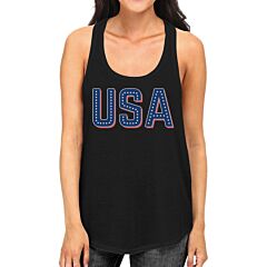 USA With Stars Womens Cotton Tank Top Unique USA Letter Printed