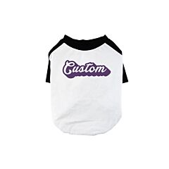 Purple Pop Up Text Pets Personalized Baseball Shirt for Small Dog