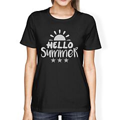 Hello Summer Sun Womens Black Shirt