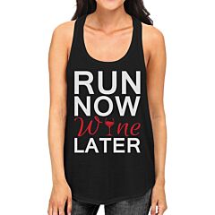 Cute Tank Top - Run Now Wine Later - Cute Gym Clothes, Workout Shirts