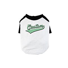 Green College Swoosh Pets Personalized Baseball Shirt for Small Dog