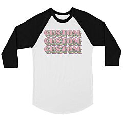 Sorority Theme Pink Top Text Womens Personalized Baseball Shirt