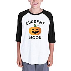 Pumpkin Current Mood Kids Black And White Baseball Shirt