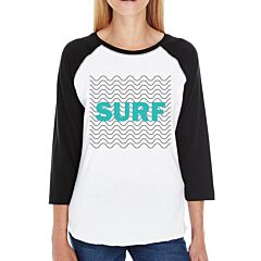 Surf Waves Lightweight Cotton 3/4 Sleeve Raglan Gift For Surf Lover