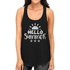 Hello Summer Sun Womens Black Tank Top