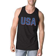 USA With Stars Mens Cotton Tank Top Unique USA Letter Printed Tee